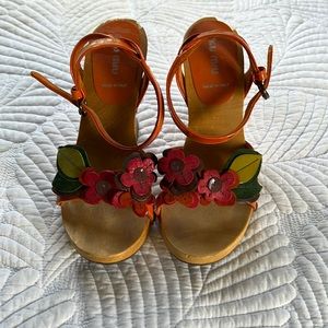 MIU MIU patent wedge sandals